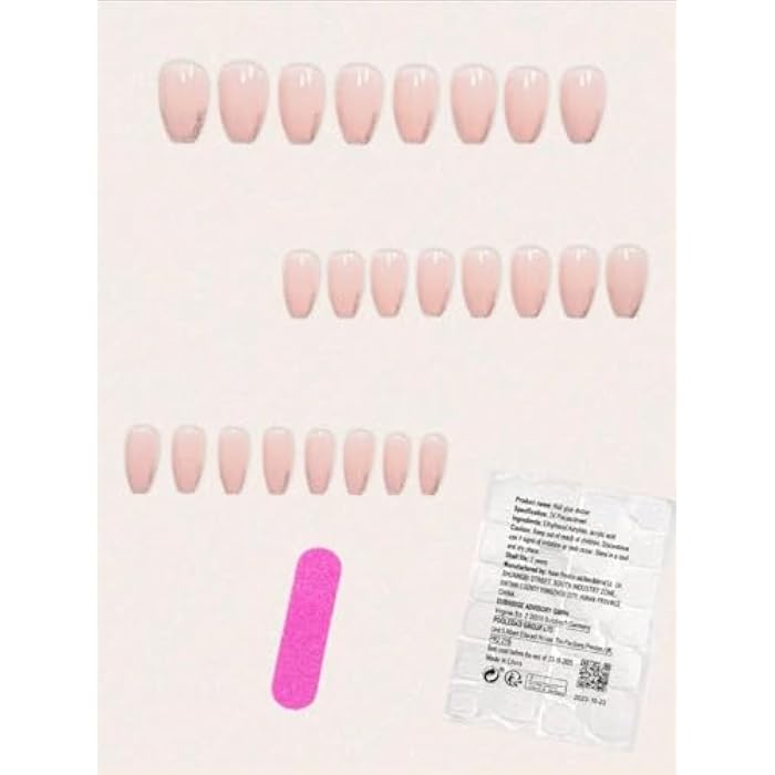 24pcs Nails Pink With Glitter - Image 5